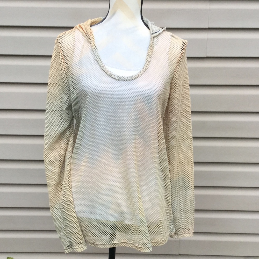 New Persaya Mesh Net Hooded Tie Dye Top